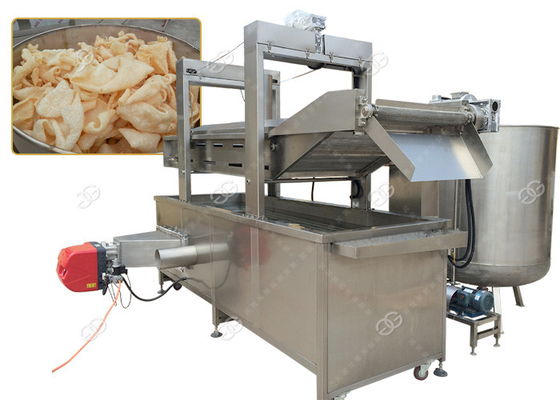 China Continuous Pork Rinds Chicken Deep Fryer Machine Commercial Gas Heating Energy supplier